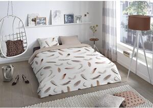 Lenjerie de pat alb/bej din flanelă 140x200 cm – Good Morning