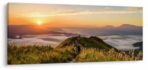 Tablou cu munți în apus de soare (120x50 cm)