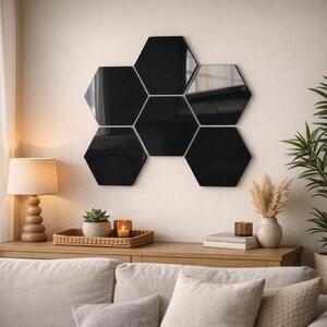 Set 6 placi hexagonale negre – accent decorativ cu reflexii moderne pentru perete