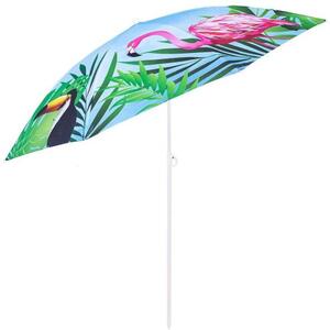 Umbrela plaja, cu inclinatie, multicolor, model flamingo, 160 cm, Springos