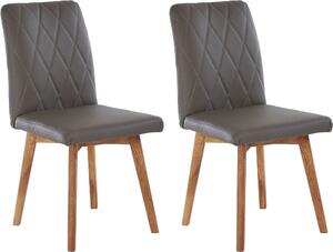 Set 2 scaune Brest gri piele naturala 47/66/88 cm