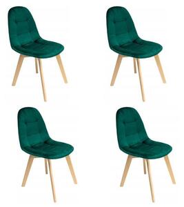Scaune stil scandinav, velur, verde inchis, set 4 buc, 46x50x73 cm