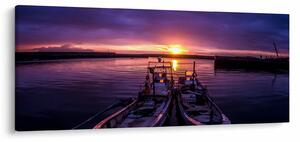 Tablou cu barci pescărești în port (120x50 cm)