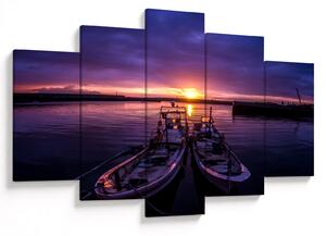 Tablou cu barci pescărești în port (150x105 cm)