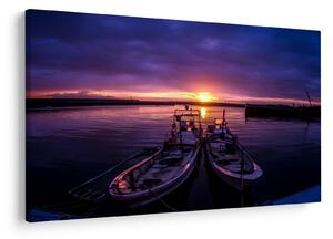 Tablou cu barci pescărești în port (90x60 cm)