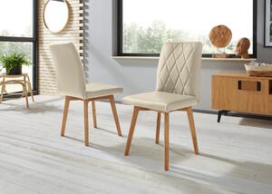 Set 2 scaune Brest bej 59,5/66/88 cm, piele naturala