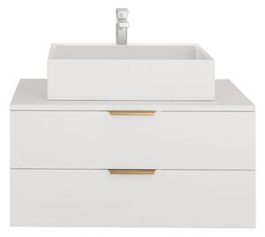 Cabinet atârnat pentru baie Comfivo 600, Alb, Auriu, PAL laminat, 40x81x46cm, 38 kg