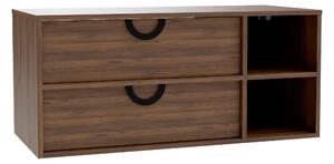 Cabinet atârnat pentru baie Sodalis, Negru, Nuc, PAL laminat, 45x100x47cm, 32 kg