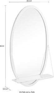 Oglinda ovala argintie Kiu cu polita 35,5/10,5/66 cm