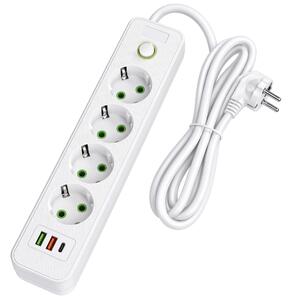 Prelungitor Multipriză 4 prize + 2x USB-A + USB-C JNH021-4A White