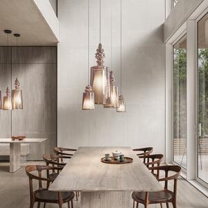 Karman Lampă suspendată Alibaglass Small, aur roz, Ø 11 cm, reglabil, Roz / Rosé, Camera de zi / sufragerie, Sticlă, Design