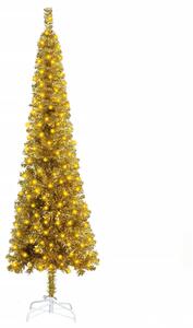 Pom de Crăciun subțire cu LED-uri, auriu, 150 cm