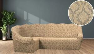 Husa elastica pentru coltar, fara volanas, model Jacquard Bej
