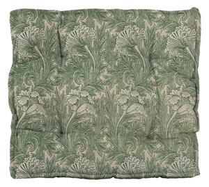 Pernă din in pentru scaun Tierra Bella Green Flowers, 37 x 37 cm, verde