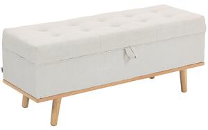 HOMCOM Taburet depozitare 80L, material textil, picioare lemn, 118x42x45 cm, crem | Aosom Romania