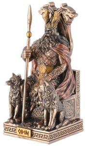 Mini statueta zeu nordic Odin pe tron 9 cm