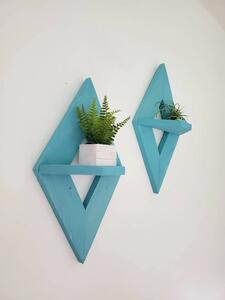 Set 2 rafturi de perete cu prindere ascunsa, Kavala, 30 x 40 x 13 cm, bleu