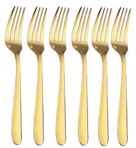 Set 6 furculite Pufo Simple pentru cafea, ceai, desert, otel inoxidabil, auriu, 20 cm