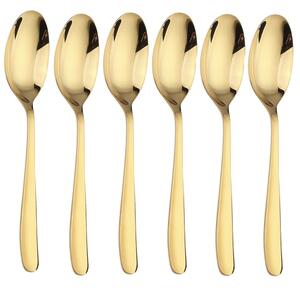 Set 6 linguri Pufo Simple pentru cafea, ceai, desert, otel inoxidabil, auriu, 20 cm