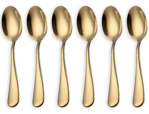 Set 6 lingurite Pufo Simple pentru cafea, ceai, desert, otel inoxidabil, auriu, 14 cm