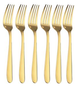 Set 6 furculite Pufo Simple pentru cafea, ceai, desert, otel inoxidabil, auriu, 14 cm