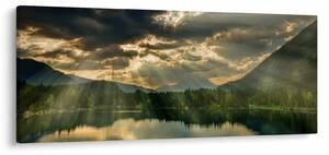 Tablou cu lac și soarele translucid (120x50 cm)