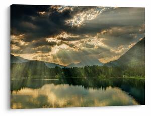 Tablou cu lac și soarele translucid (70x50 cm)