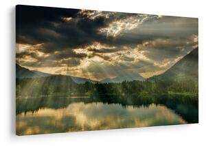 Tablou cu lac și soarele translucid (90x60 cm)