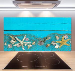 Panou sticlă decorativa bucătărie Starfish și scoici