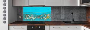 Panou sticlă decorativa bucătărie Starfish și scoici
