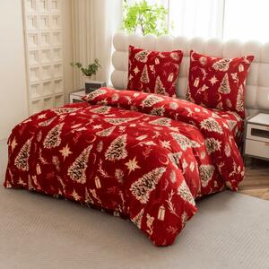 Lenjerie cocolino GOLD CHRISTMAS rosu Dimensiune lenjerie de pat: 2 buc 70 x 90 cm | 200 x 220 cm