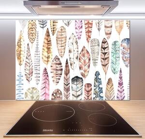 Panou sticlă decorativa bucătărie pene colorate