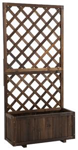 Outsunny Jardinieră de Exterior cu Spalier, Grilaj pentru Plante Cățărătoare și Ghiveci, 72.5x31.5x149.5 cm, Lemn Natural | Aosom Romania