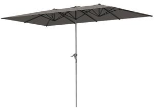 Outsunny Umbrelă Dublă de Grădină cu Manivelă și 12 Spițe din Aluminiu și Poliester, 4.5x2.6 m, Gri Închis | Aosom Romania