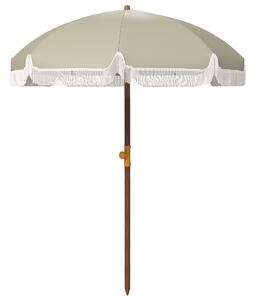 Outsunny Umbrelă de Plajă Portabilă cu Volane în Aer Liber cu Baldachin Ventilat, Geantă de Transport, Ø1.9x2.1 m, Alb-Crem | Aosom Romania