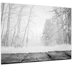 Tablou - Pier de lemn în timpul iernii (70x50 cm)