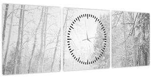 Tablou - Pier de lemn în timpul iernii (cu ceas) (90x30 cm)