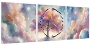 Tablou – Arborele vieții printre nori (cu ceas) (90x30 cm)