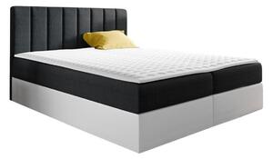 Pat boxspring CulinaDublu, Boxspring, Negru, 160x200, Piele ecologică, Tapiterie, Somiera patSomiera pat, 17x21x10cm