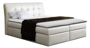Pat boxspring CampaniaBoxspring, Single, Crem, 120x200, Piele ecologică, Somiera patSomiera pat, 12x22x12cm