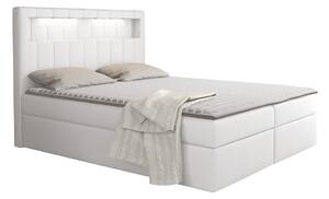 Pat boxspring PomumDublu, Boxspring, Alb, 140x200, Piele ecologică, Somiera patSomiera pat, 14x22x12cm