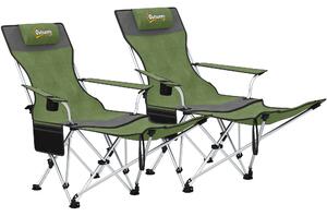 Outsunny Set de 2 Scaune de Camping Pliabile cu Suport pentru Picioare Detașabil, 82x100x88 cm, Negru | Aosom Romania