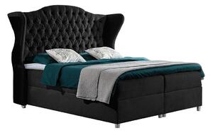Pat boxspring PoetaBoxspring, Negru, 160x200, Tapiterie, Somiera patSomiera pat, 20x21x15cm