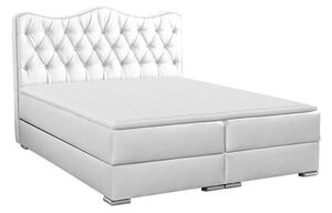 Pat boxspring Tectum IBoxspring, Dublu, Alb, 140x200, Piele ecologică, Somiera patSomiera pat, 14x21x13cm