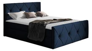 Pat boxspring Litus IBoxspring, Single, Albastru, 120x200, Tapiterie, Somiera patSomiera pat, 13x22x10cm