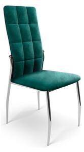 Scaun tapitat K416, verde inchis/crom, stofa catifelata/metal, 43x54x1