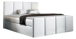 Pat boxspring VentusBoxspring, Dublu, Alb, 180x200, Piele ecologică, Somiera patSomiera pat, 18x21x10cm