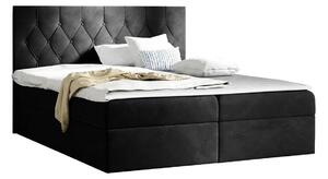 Pat boxspring HortulusBoxspring, Dublu, Negru, 160x200, Tapiterie, Somiera patSomiera pat, 17x21x10cm