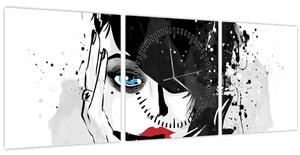 Tablou - Femeia misterioasă (cu ceas) (90x30 cm)