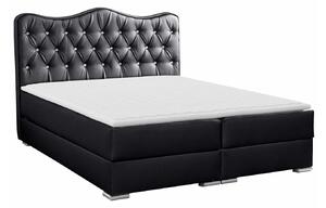 Pat boxspring TectumBoxspring, Single, Negru, 120x200, Piele ecologică, Somiera patSomiera pat, 12x21x13cm